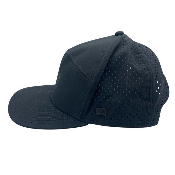 Melin Hat Cap Black Hydro Trenches Perforated Size Adjustable Snap Back 58cm - Picture 6 of 8